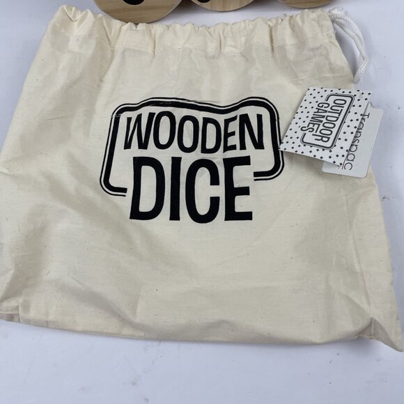 Wooden Outdoor Dice 2.5” (Set of 5) Decor, Game w/Bag Natural Wood - Picture 3 of 6